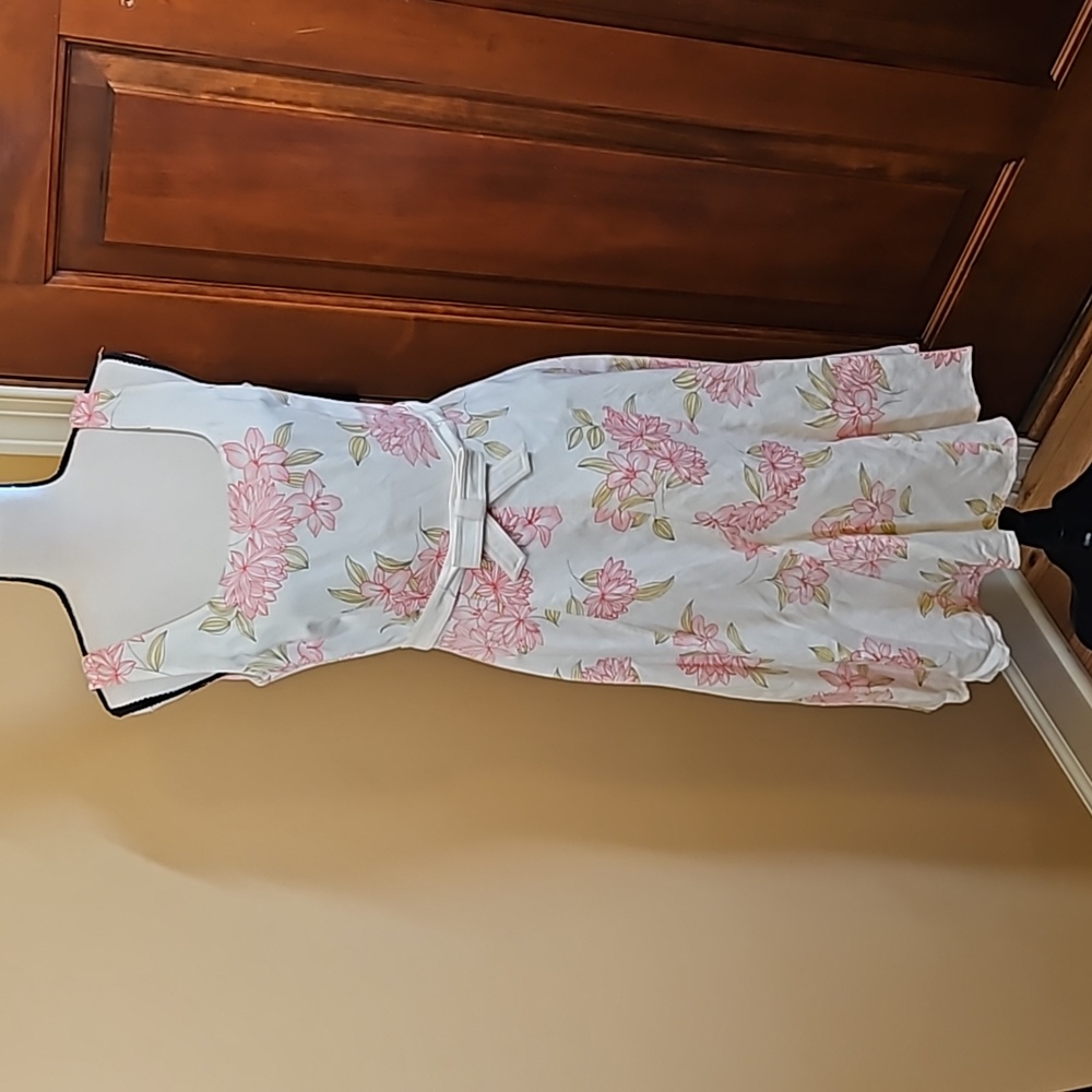 ADRIANNA PAPELL DRESS 4 FLOWERS FLORAL PINK WHITE SLEEVELESS